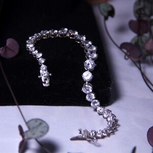 925 Sterling Silver Cubic Zirconia Tennis Bracelet‎ 7.5" Round Cut CZ RJ 5mm